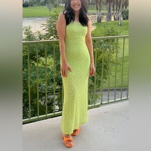 [Maria Bonita] Vintage Knit Lime Green Maxi Dress
